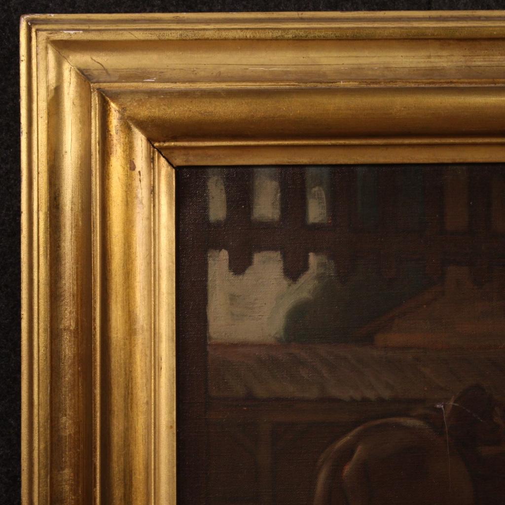 20th Century Oil on Canvas Italian Popular Scene Painting Signed Mattia Traverso in vendita 6