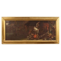 20th Century Oil on Canvas Italian Popular Scene Painting Signed Mattia Traverso
