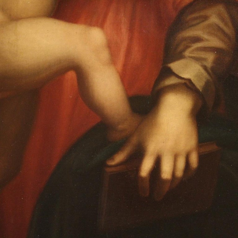 20th Century Oil on Canvas Italian Religious Painting Madonna with ...