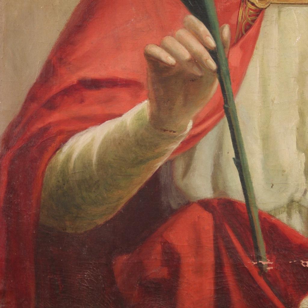 20th Century Oil on Canvas Italian Religious Painting Saint Agnes, 1920 For Sale 1