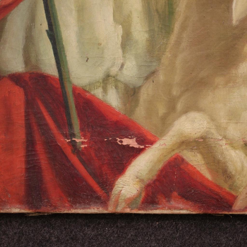 20th Century Oil on Canvas Italian Religious Painting Saint Agnes, 1920 For Sale 6
