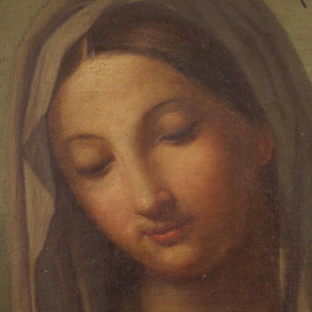 20th Century Oil on Canvas Italian Religious Painting Virgin, 1902 6