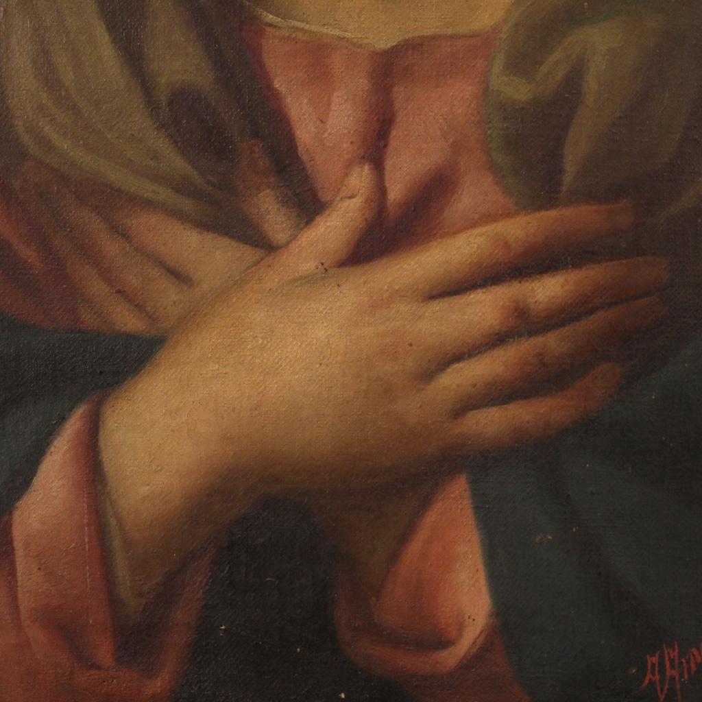 20th Century Oil on Canvas Italian Religious Painting Virgin, 1902 1