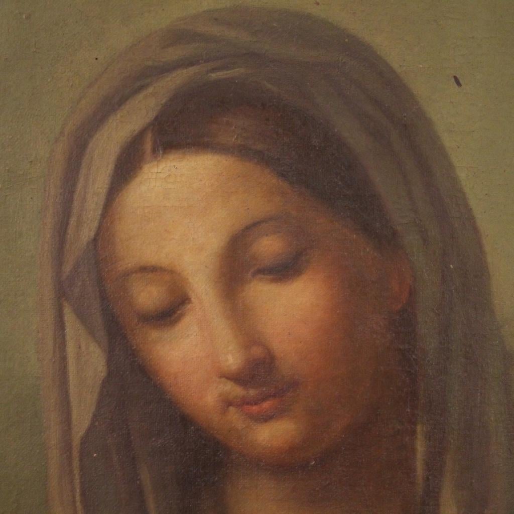 20th Century Oil on Canvas Italian Religious Painting Virgin, 1902 3