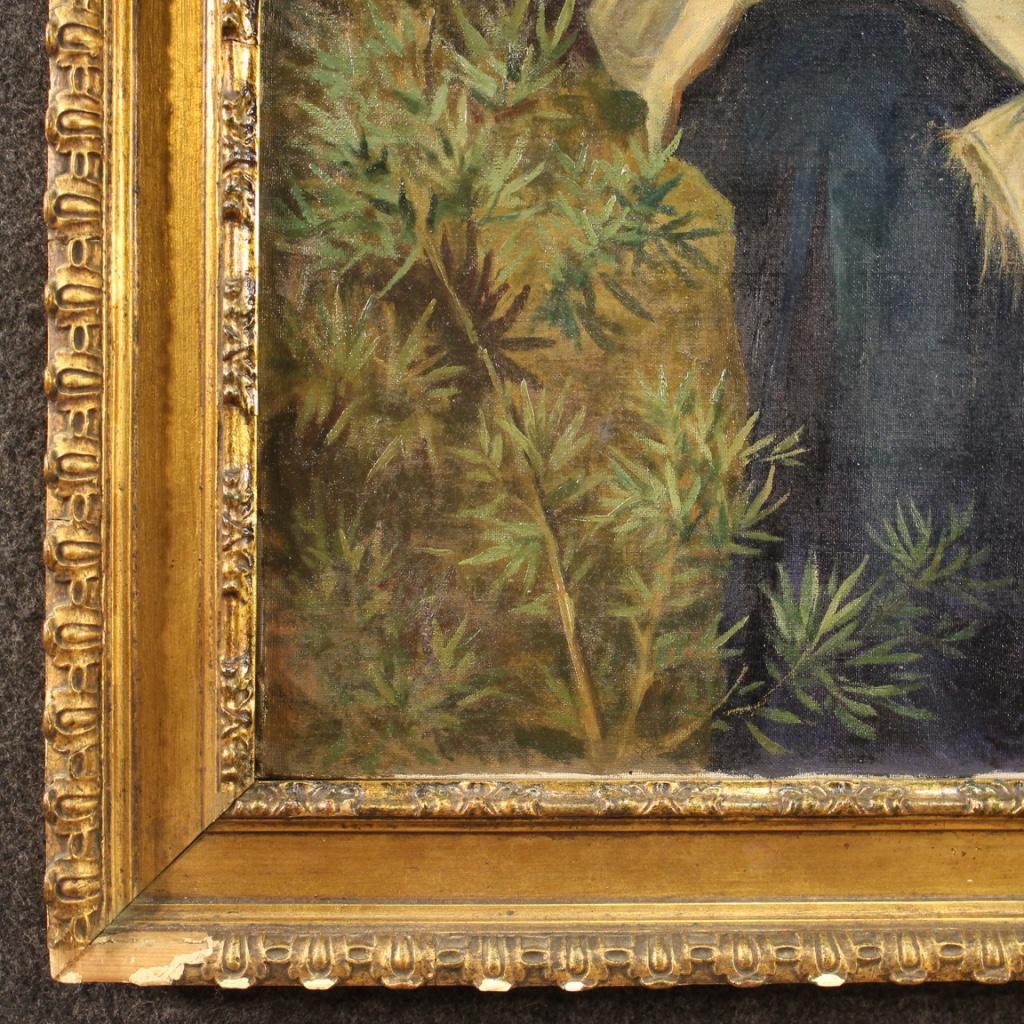 20th Century Oil on Canvas Italian Religious Painting Virgin with Child, 1920 5