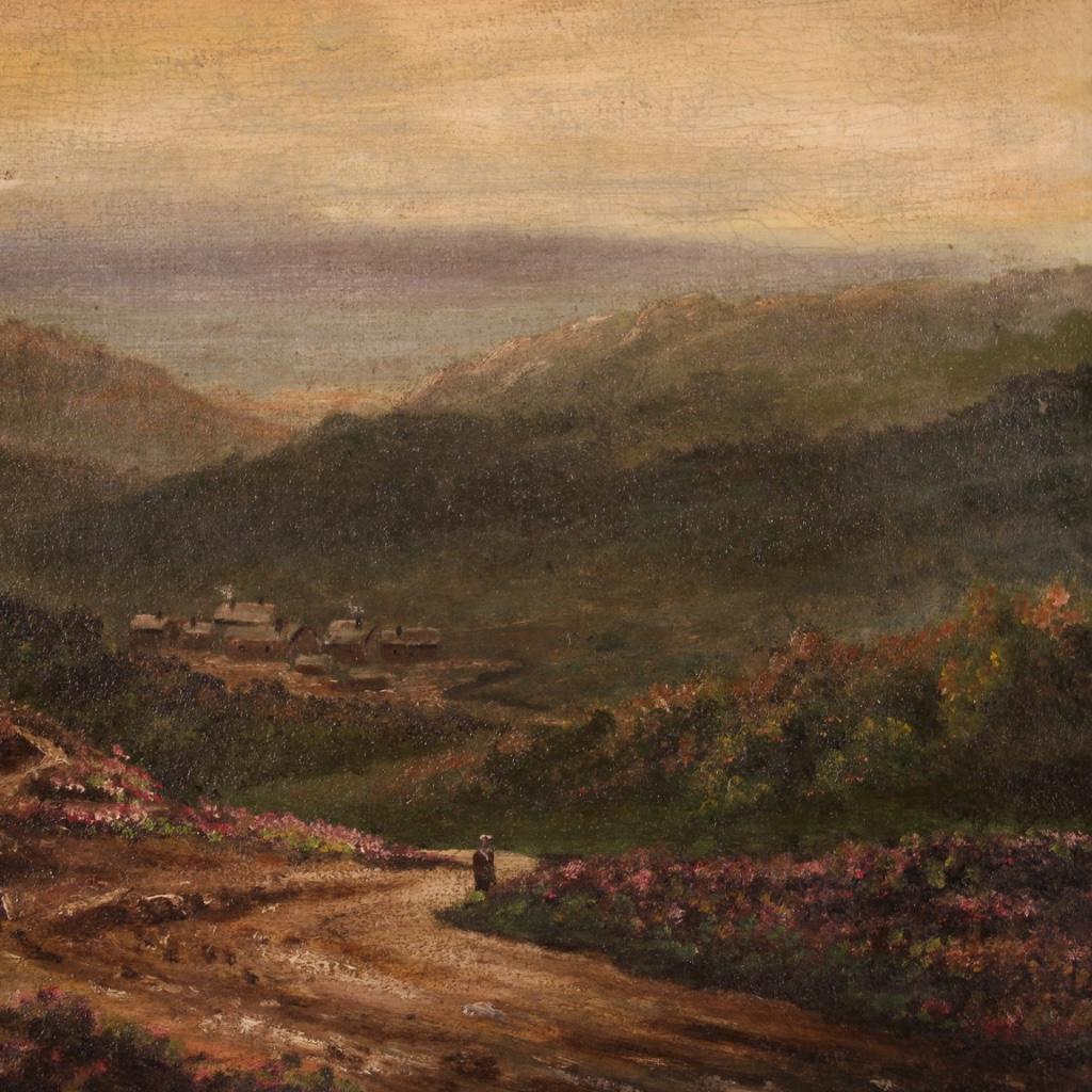 20th Century Oil on Canvas French Romantic Landscape Painting, 1920 For Sale 7