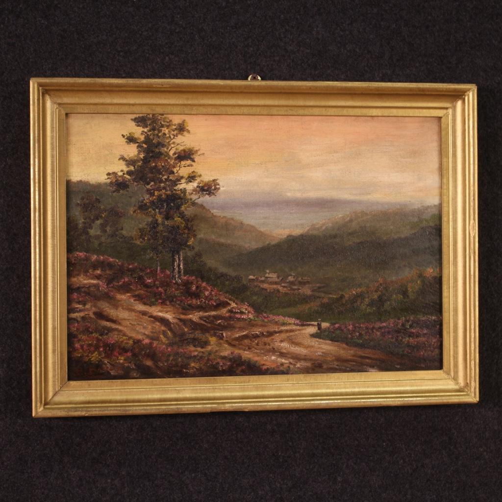 20th Century Oil on Canvas French Romantic Landscape Painting, 1920 For Sale 8