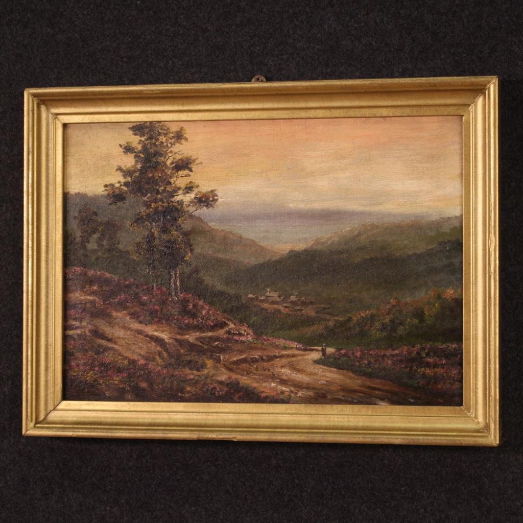 20th Century Oil on Canvas French Romantic Landscape Painting, 1920 For Sale 9