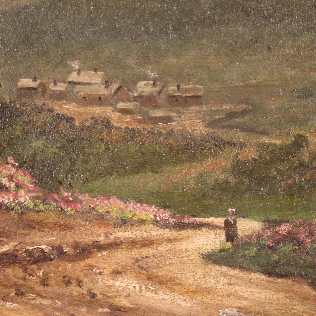 20th Century Oil on Canvas French Romantic Landscape Painting, 1920 For Sale 10