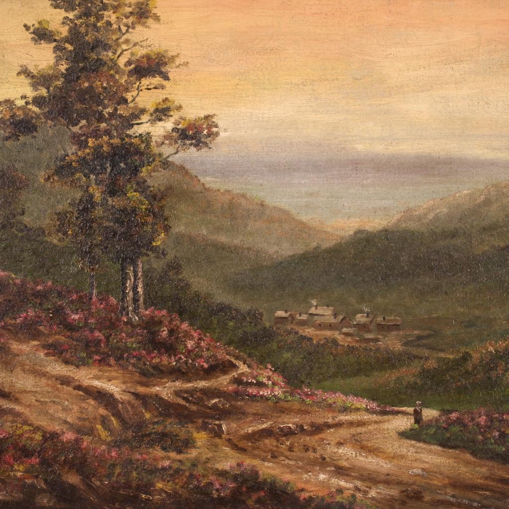 Toile Huile sur toile du 20e siècle Peinture de paysage romantique français, 1920 en vente
