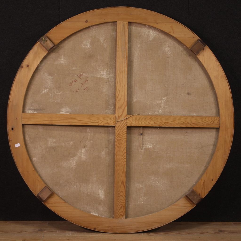 Italienisches rundes abstraktes expressionistisches Gemälde des 20. Jahrhunderts, Öl auf Leinwand, 1988 im Angebot 8