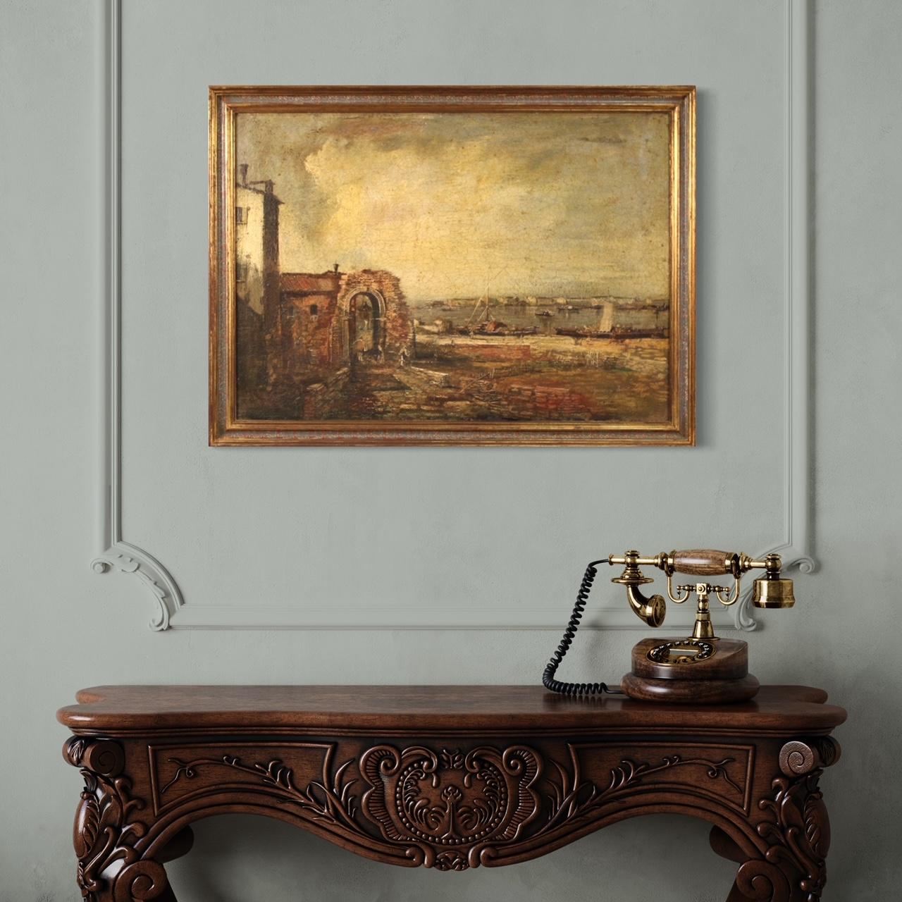 20. Jahrhundert Öl auf Leinwand Italienische Seelandschaft Gemälde, 1970 (Geölt) im Angebot