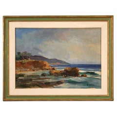 huile sur toile du 20e siècle Peinture signée d'un paysage marin italien, 1950