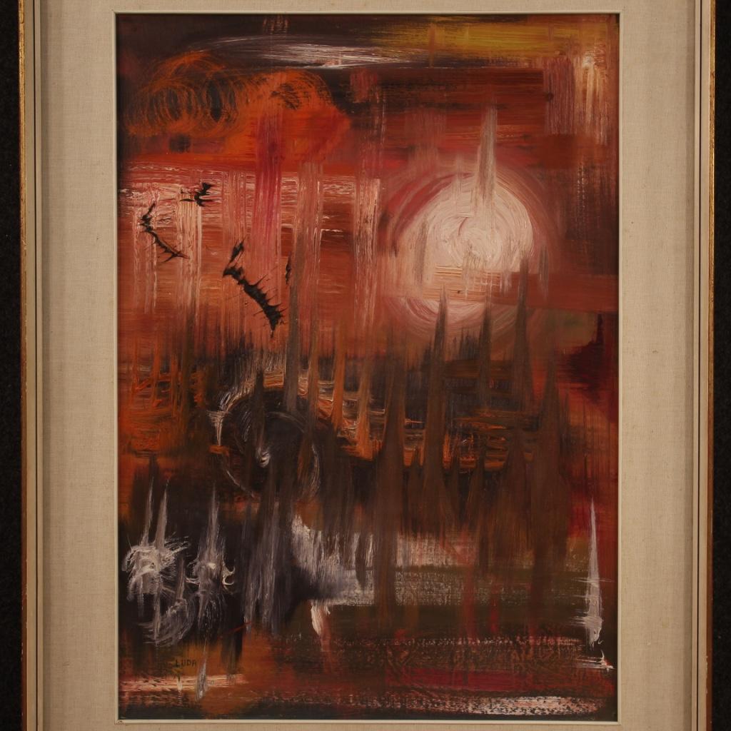 20th Century Oil on Canvas Italian Signed Abstract Painting, 1970 In Good Condition In Vicoforte, Piedmont