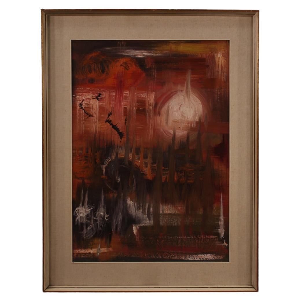 20th Century Oil on Canvas Italian Signed Abstract Painting, 1970 For Sale