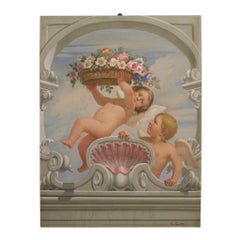 20th Century Oil on Canvas Italian Signed and Dated Angels Painting, 1982