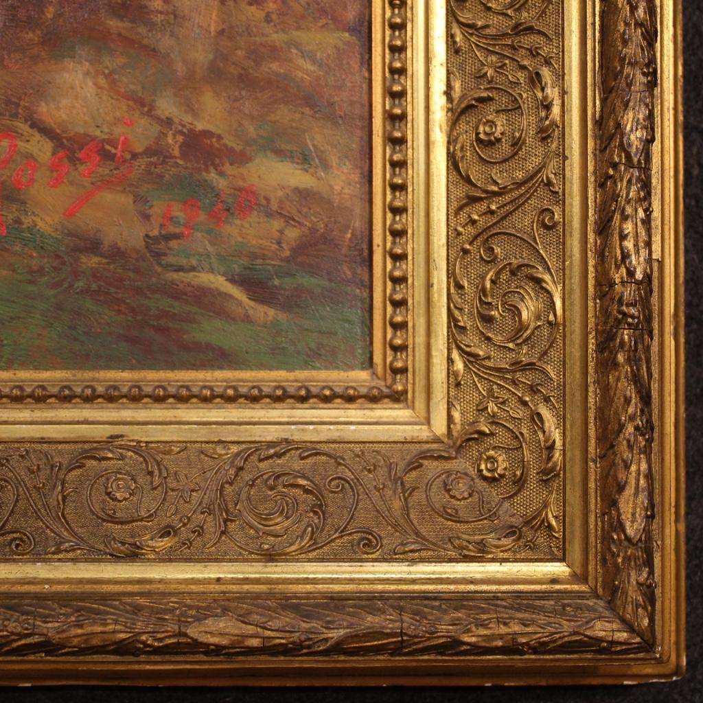 Milieu du XXe siècle Huile sur toile du 20ème siècle - Peinture de paysage italienne signée et datée, 1940 en vente