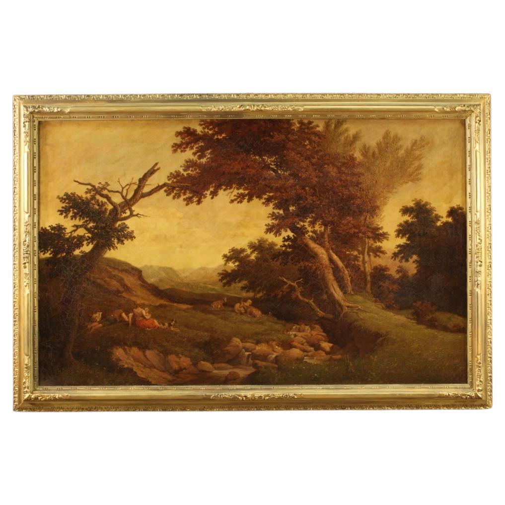 20th Century Oil on Canvas Italian Signed and Dated Landscape Painting, 1949