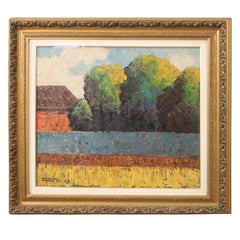 20th Century Oil on Canvas Italian Signed and Dated Landscape Painting, 1963