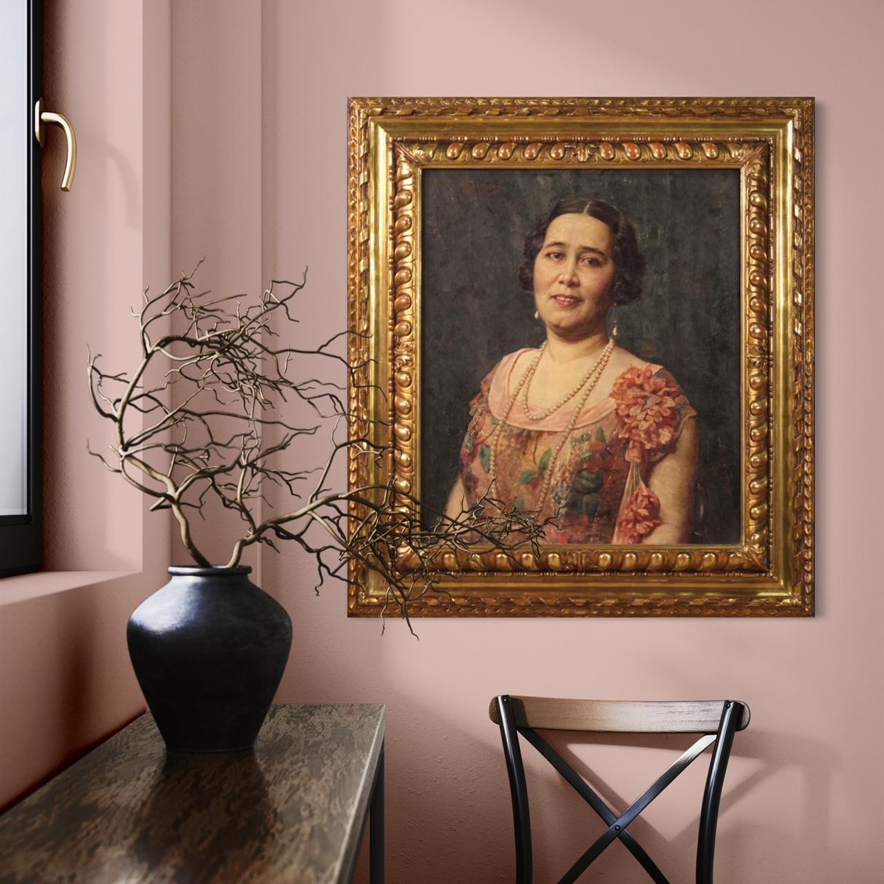 20ème siècle Huile sur Toile Italienne Signée Angelo Garino Peinture Portrait de Femme en vente 2