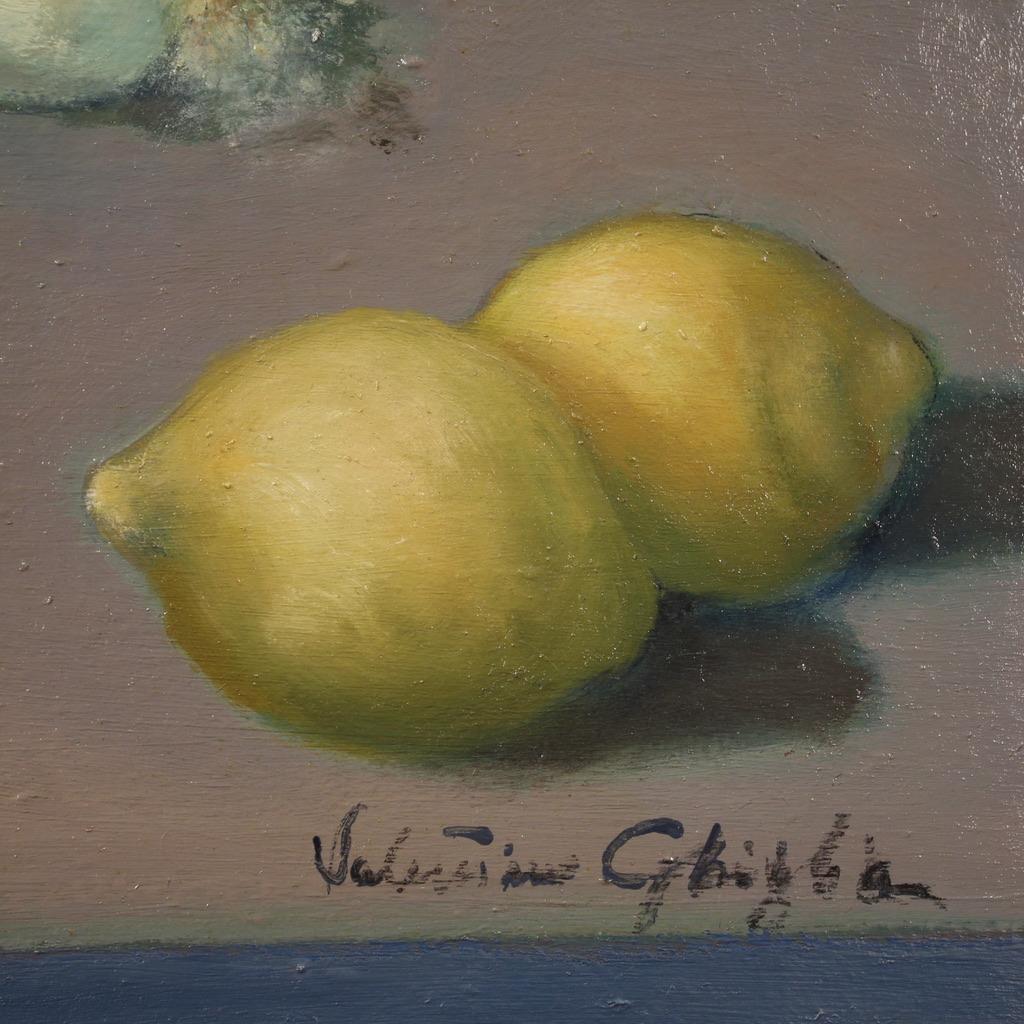 20th Century Oil on Canvas Italian Signed Ghiglia Still Life Painting, 1940 For Sale 5