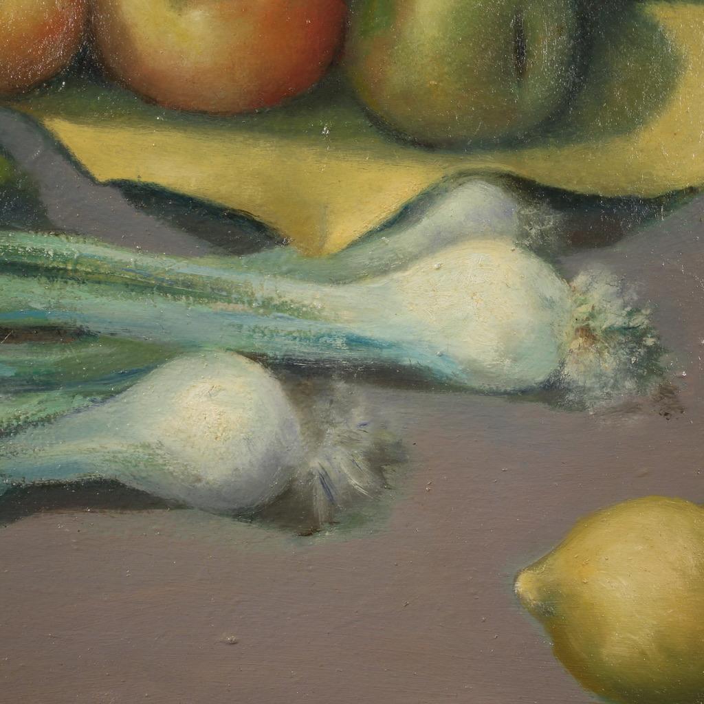 20th Century Oil on Canvas Italian Signed Ghiglia Still Life Painting, 1940 For Sale 9
