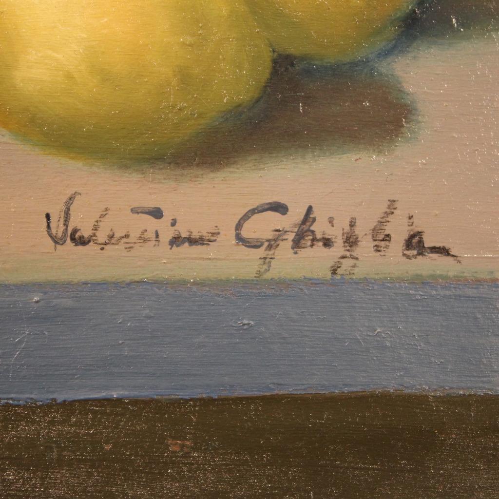 20th Century Oil on Canvas Italian Signed Ghiglia Still Life Painting, 1940 For Sale 1