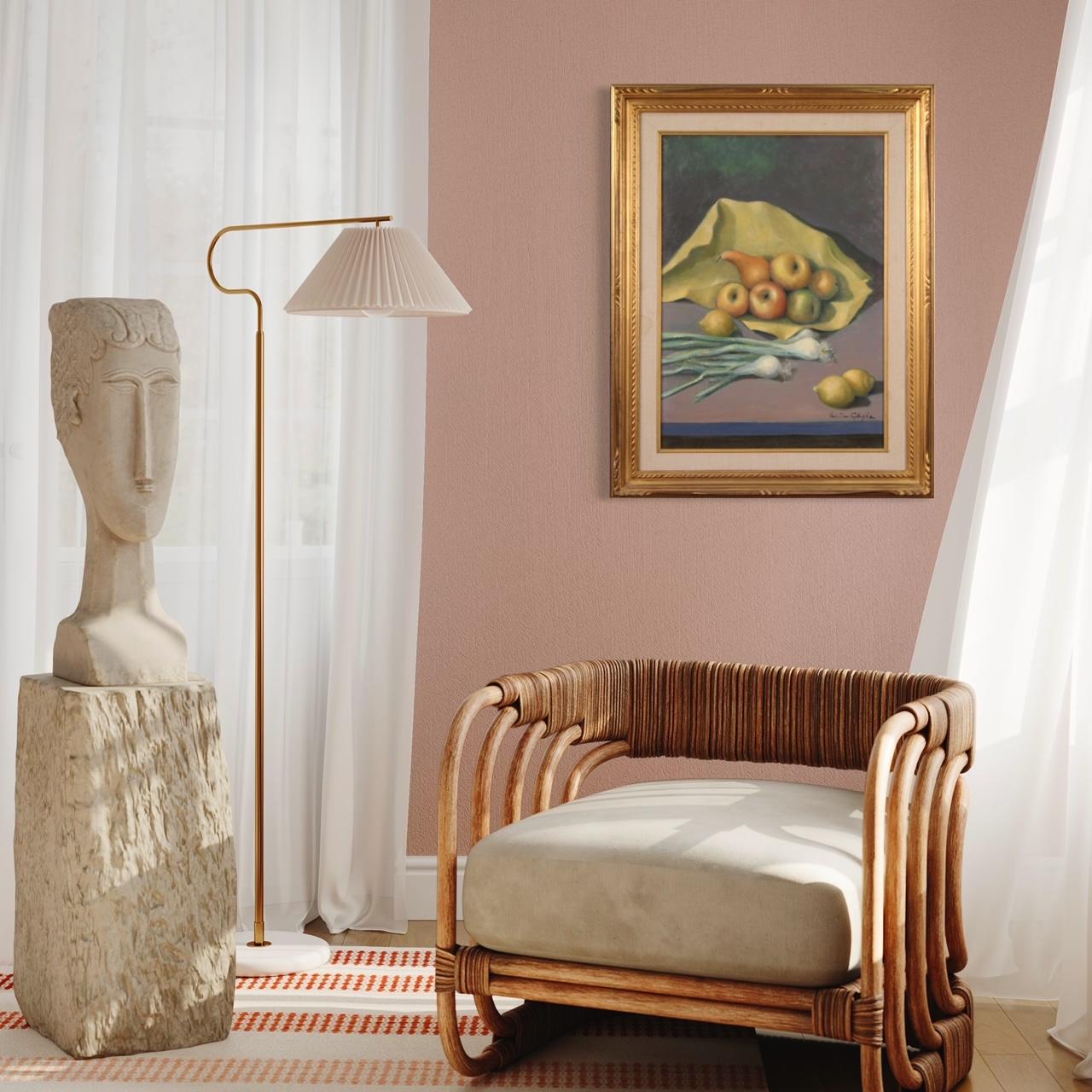 20th Century Oil on Canvas Italian Signed Ghiglia Still Life Painting, 1940 For Sale 2