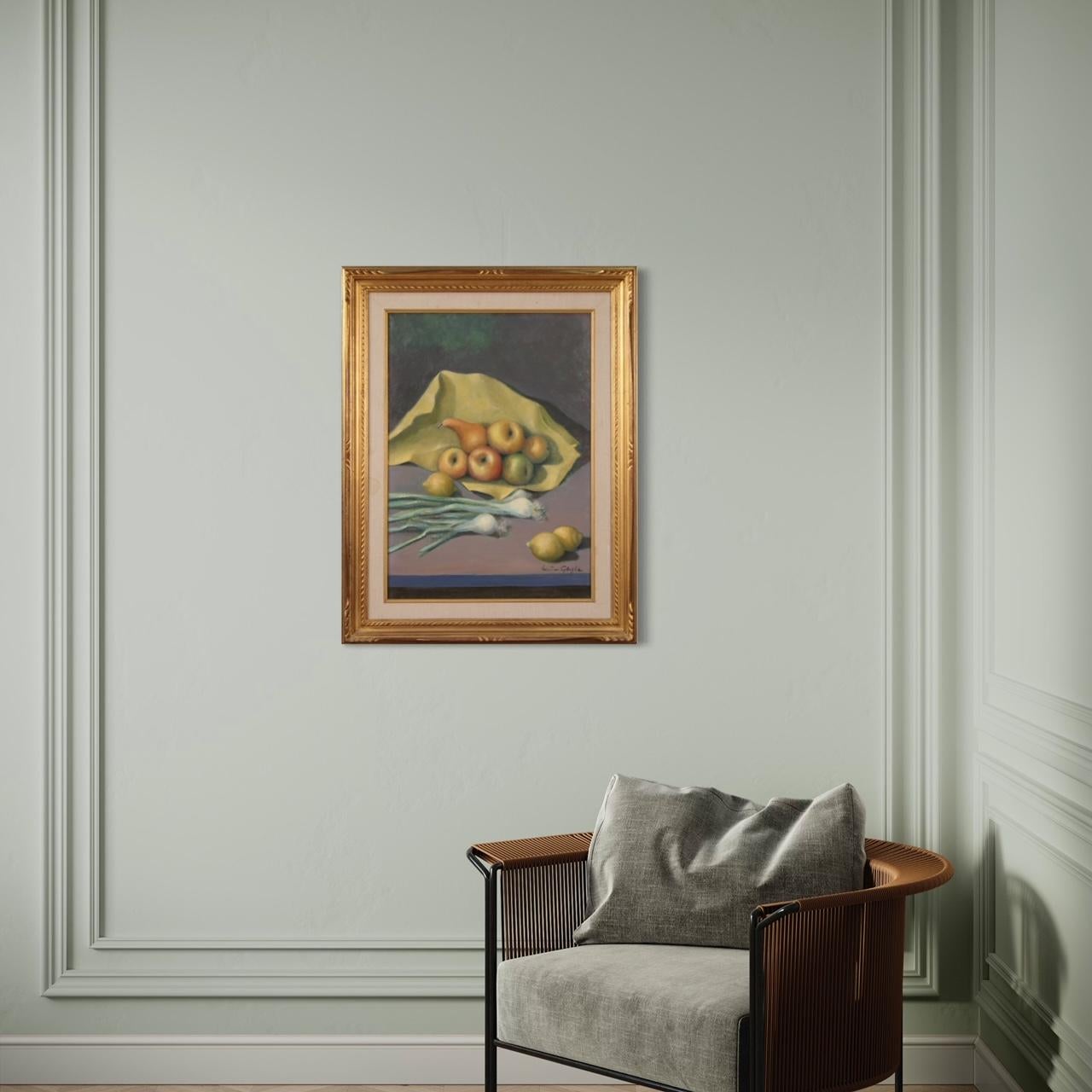 20th Century Oil on Canvas Italian Signed Ghiglia Still Life Painting, 1940 For Sale 4