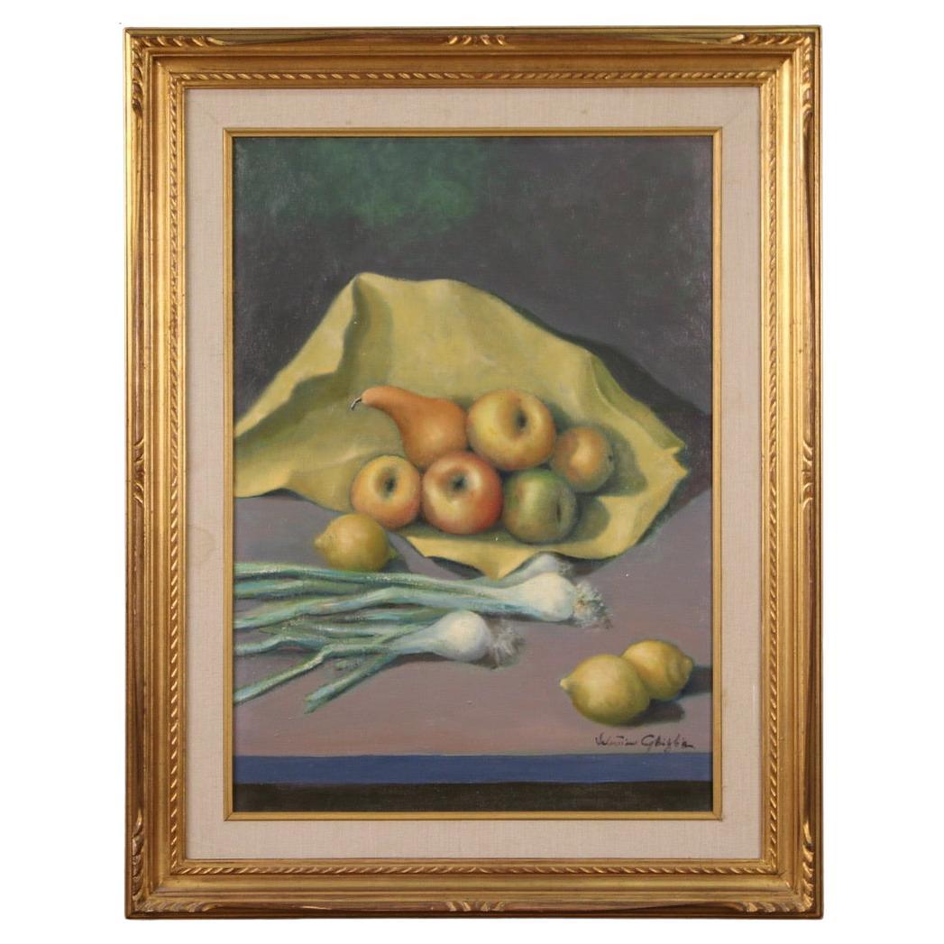 huile sur toile du 20e siècle Peinture de nature morte italienne signée Ghiglia, 1940