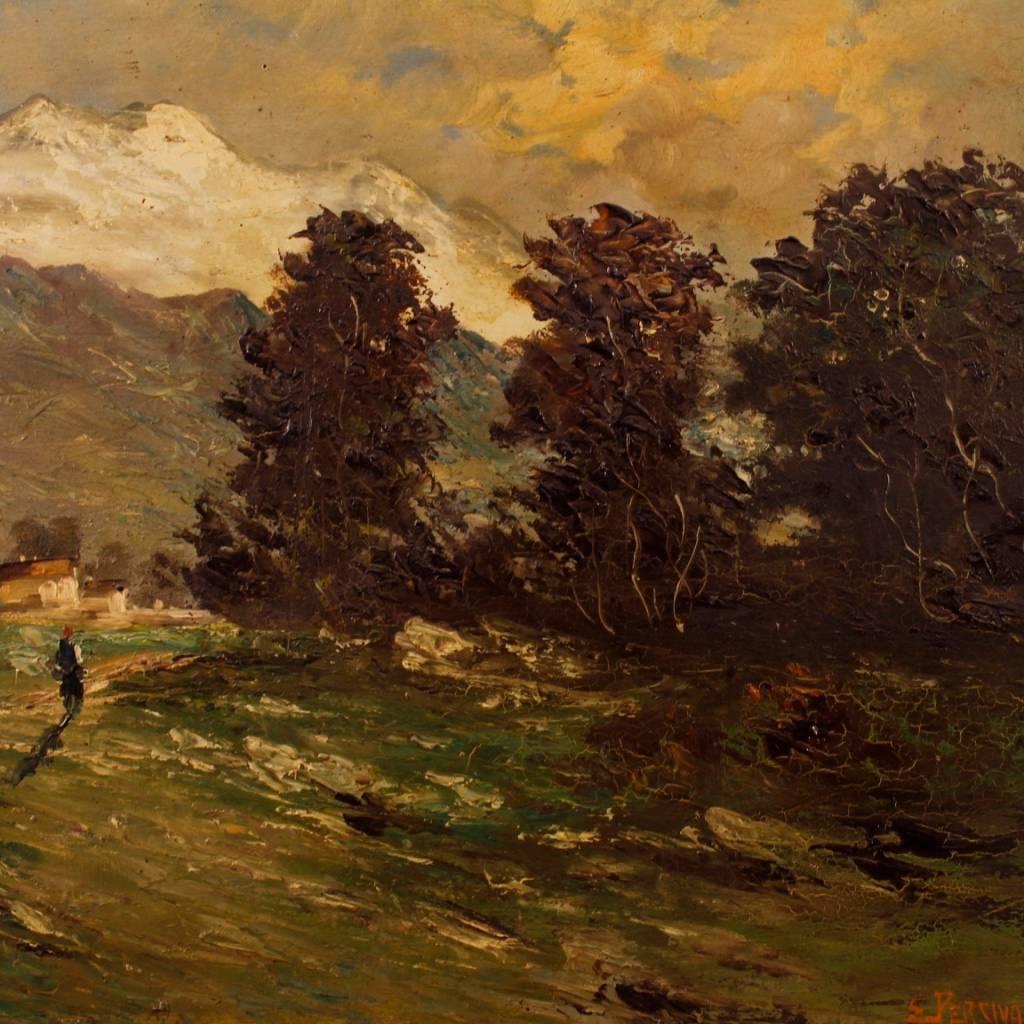 Mid-20th Century 20th Century Oil on Canvas Italian Signed Impressionist Landscape Painting