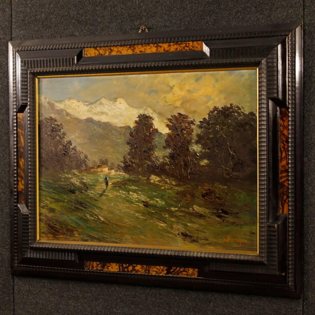 20th Century Oil on Canvas Italian Signed Impressionist Landscape Painting 4