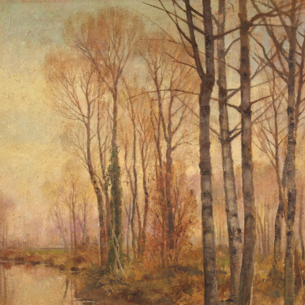 Huile sur toile du 20e siècle Peinture de paysage italienne signée, 1950 7