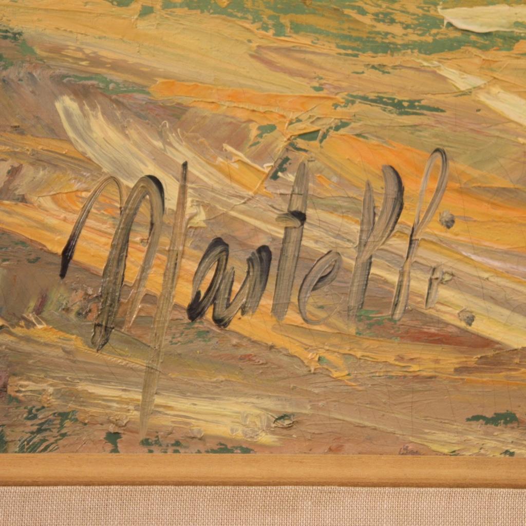 Italienisches signiertes Landschaftsgemälde, Öl auf Leinwand, 20. Jahrhundert, 1970 im Zustand „Gut“ im Angebot in Vicoforte, Piedmont