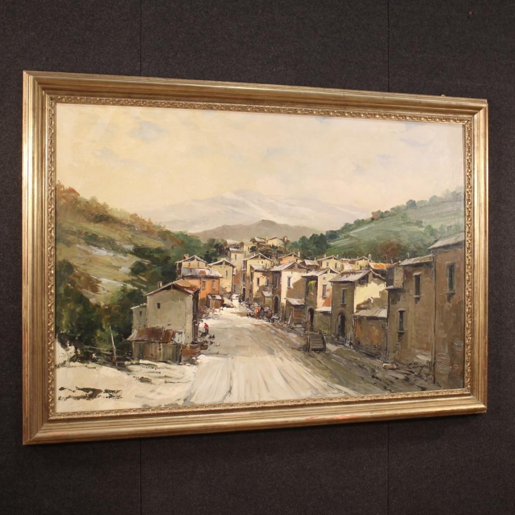 20th Century Oil on Canvas Italian Signed Landscape Painting, 1980 5