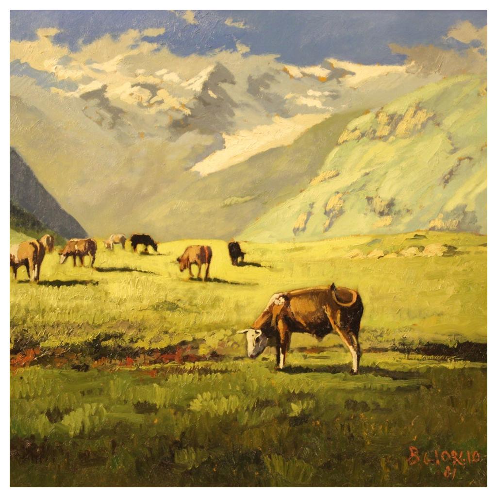 20th Century Oil on Canvas Italian Signed Landscape Painting, 1981