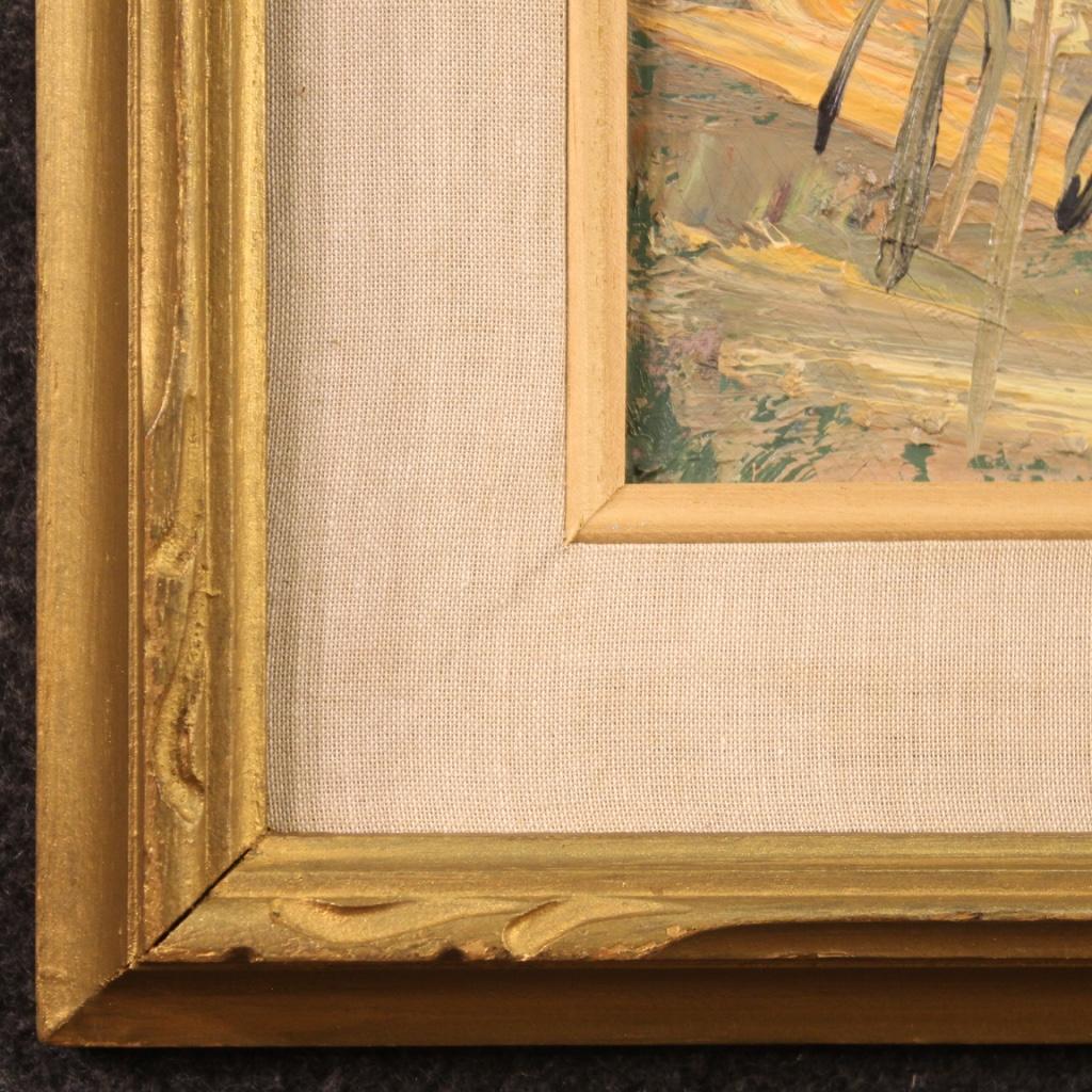 20th Century Oil on Canvas Italian Signed Landscape Painting Countryside, 1970 For Sale 9