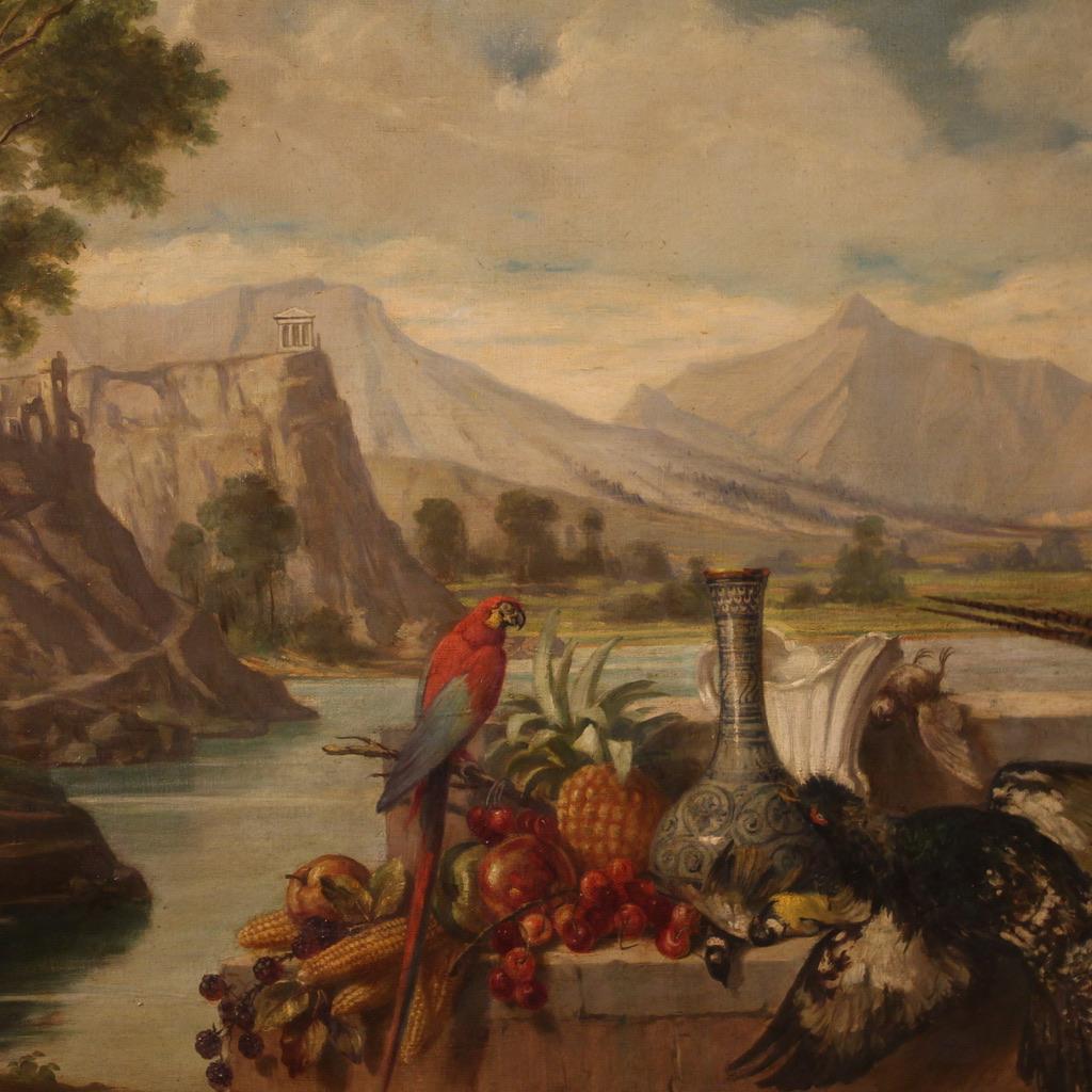 20th Century Oil On Canvas Italian Signed Landscape Still Life Painting, 1920s For Sale 2
