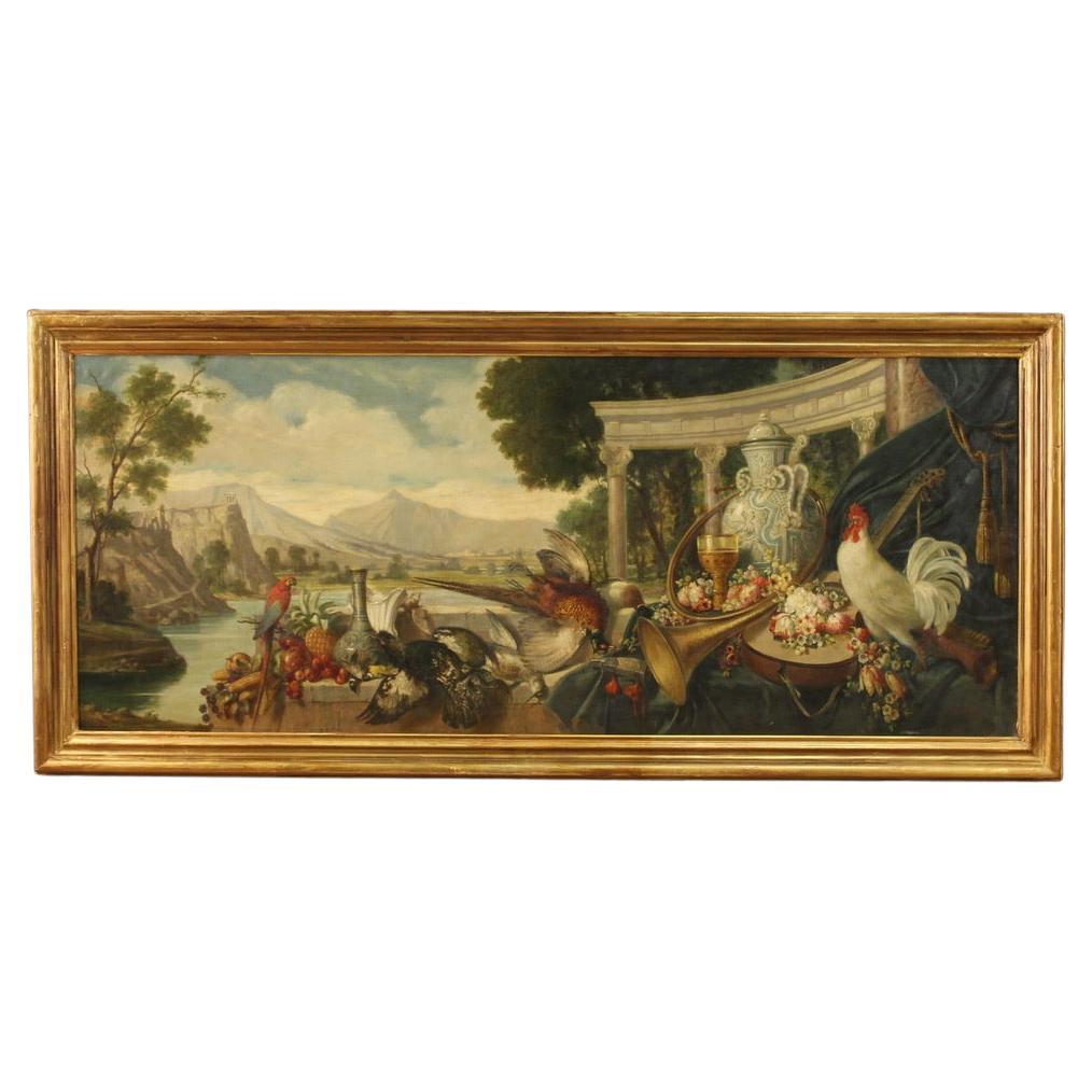 20th Century Oil On Canvas Italian Signed Landscape Still Life Painting, 1920s For Sale