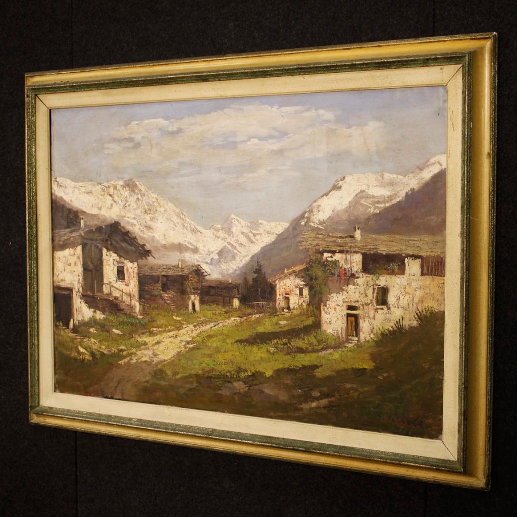 20th Century Oil on Canvas Italian Signed Mountain Landscape Painting, 1930 7