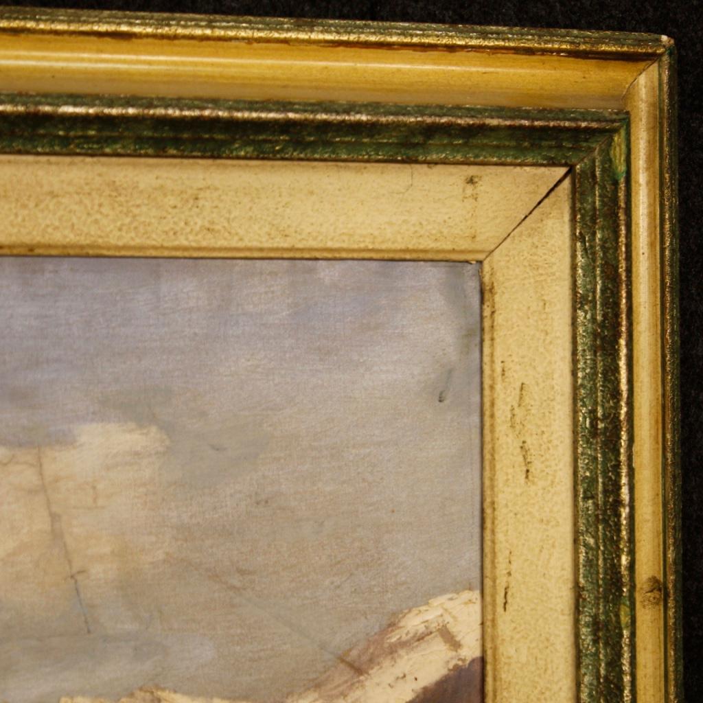 Olio su tela del XX secolo Pittura di paesaggio montano firmata italiana, 1930 4