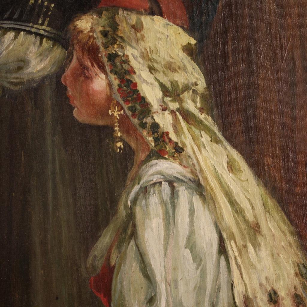 20th Century Oil on Canvas Italian Signed Painting Genre Scene Peasant Women 5