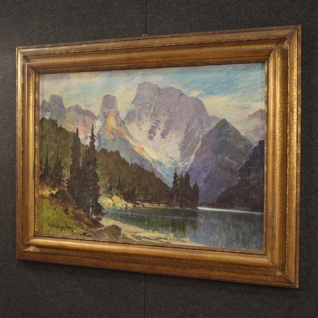 20th Century Oil on Canvas Italian Signed Painting Landscape, 1920 6