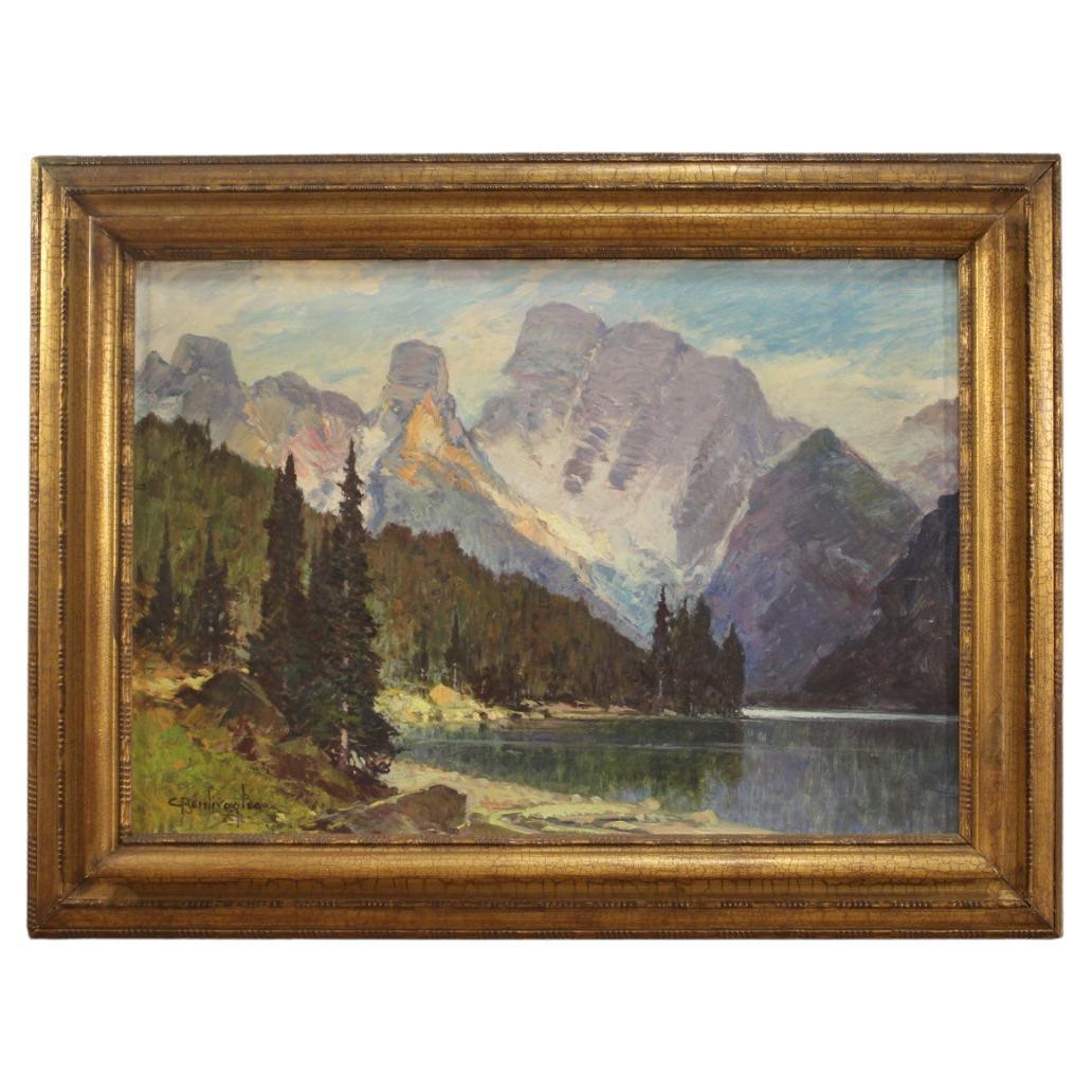 20th Century Oil on Canvas Italian Signed Painting Landscape, 1920