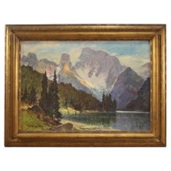 Antique 20th Century Oil on Canvas Italian Signed Painting Landscape, 1920