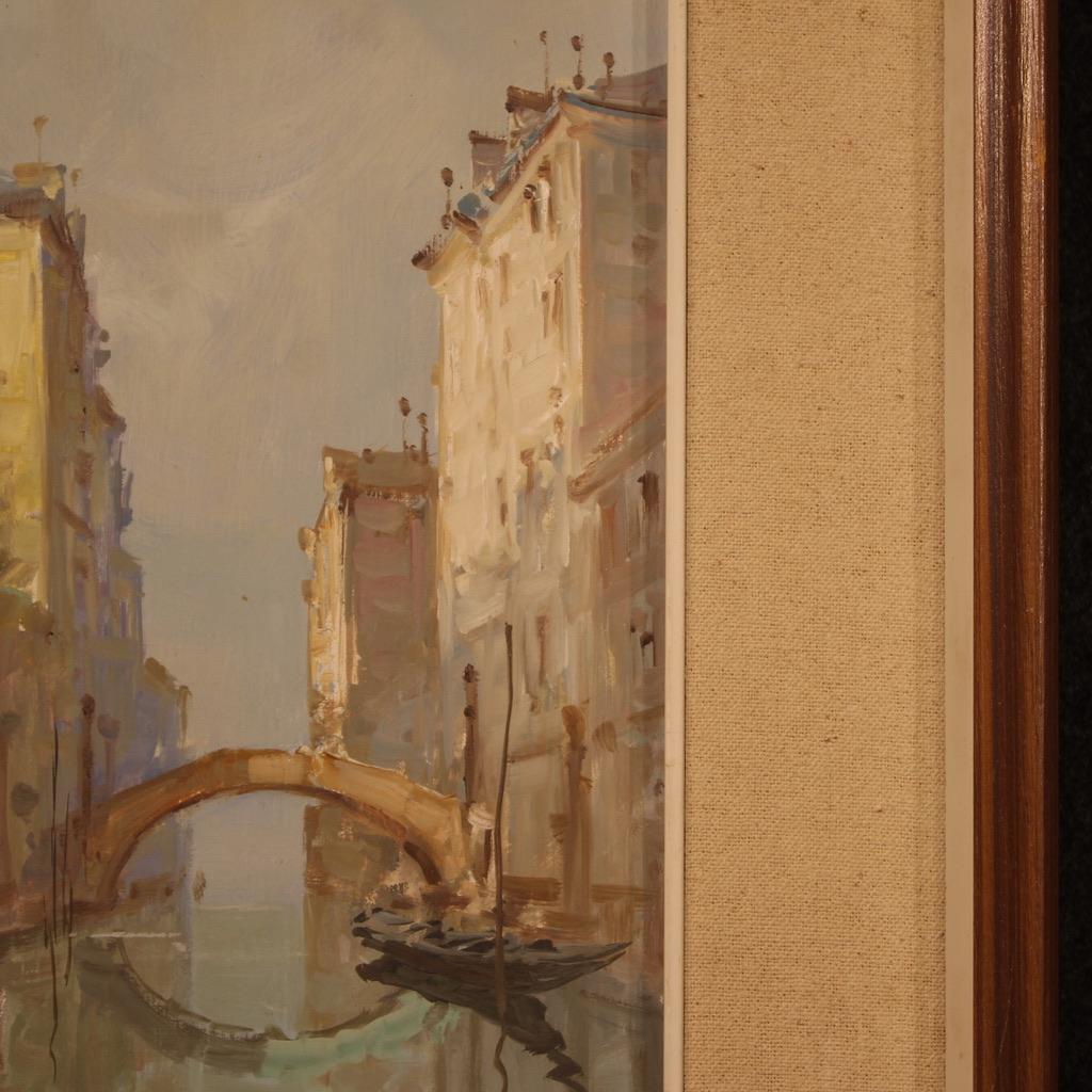 20th Century Oil on Canvas Italian Signed Painting View of Venice, 1960 For Sale 10