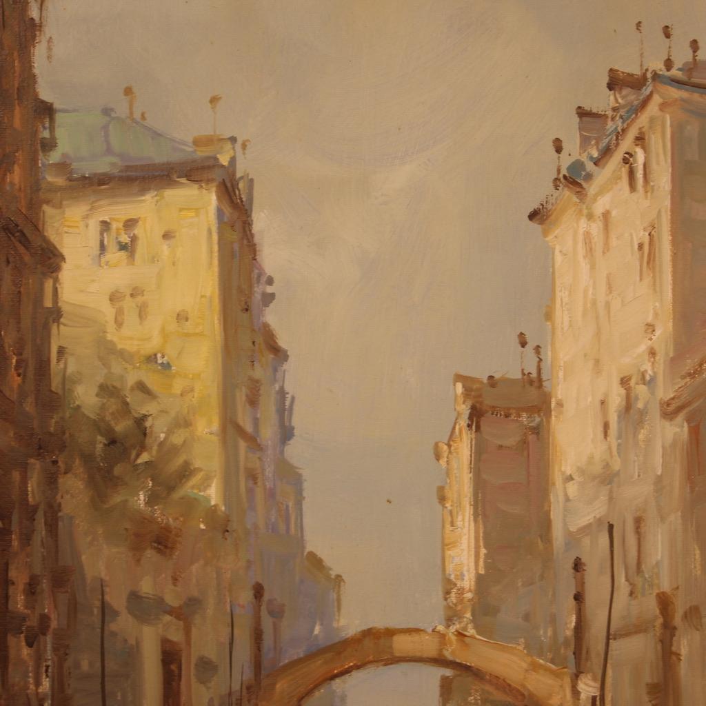 Italienische signierte Gemäldeansicht von Venedig, Öl auf Leinwand, 20. Jahrhundert, Öl auf Leinwand, 1960 im Angebot 6