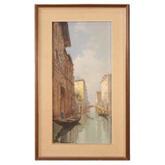 20th Century Oil on Canvas Italian Signed Painting View of Venice, 1960