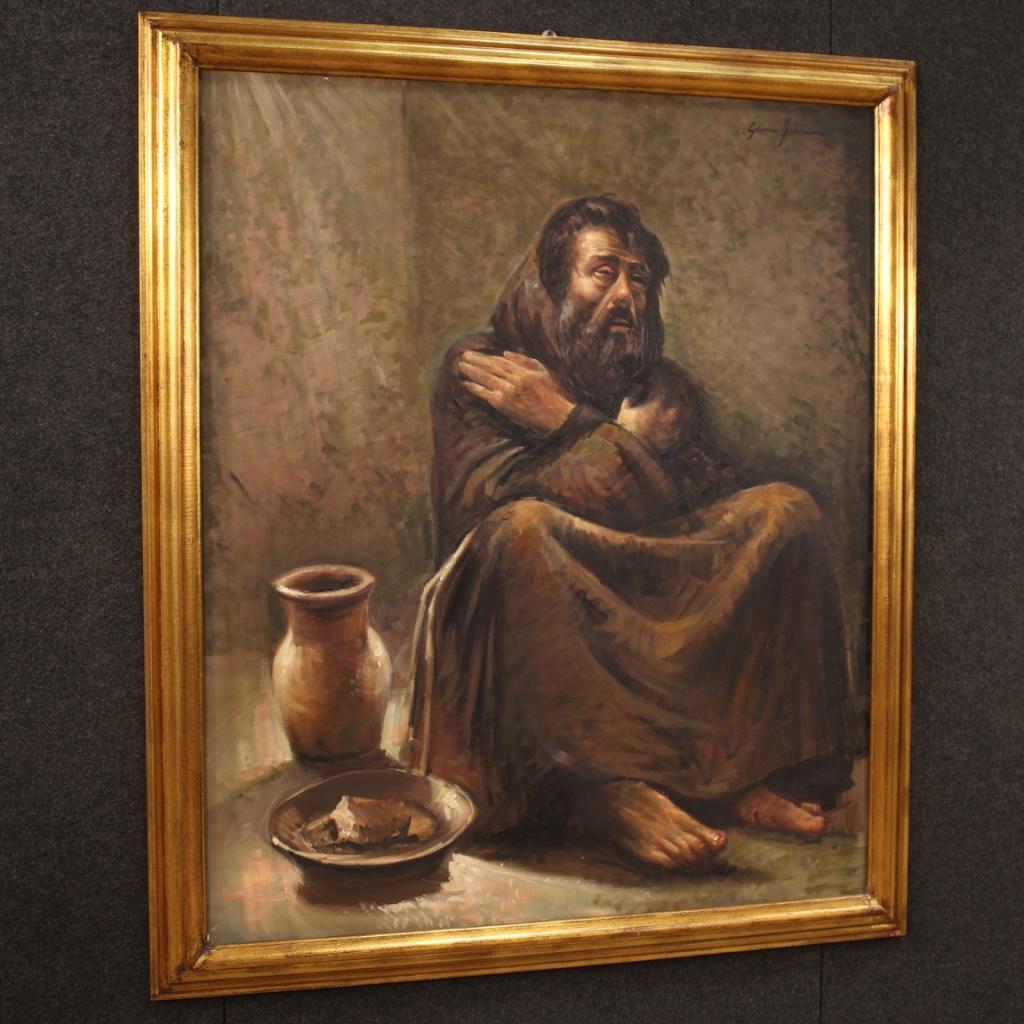 20th Century Oil on Canvas Italian Signed Portrait Painting, 1970 4