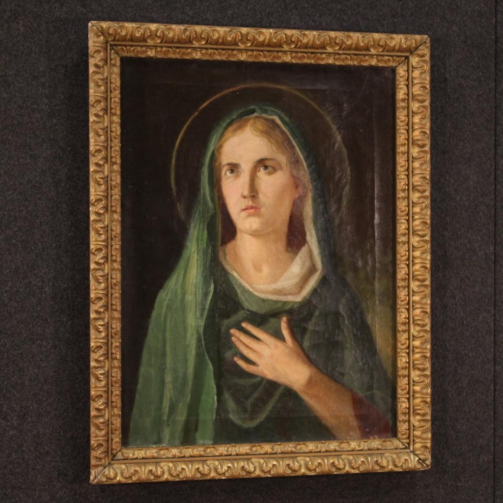 20th Century Oil on Canvas Italian Signed Religious Painting Saint, 1930 7